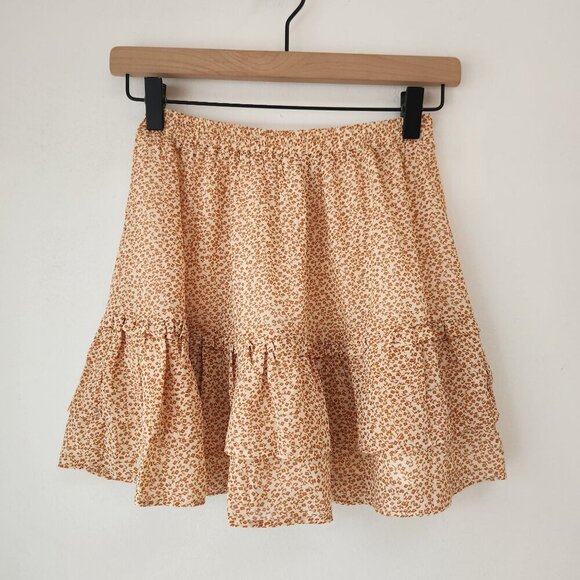 Princess Polly Tiered Ruffle Skirt Ditsy Floral Mini Cottagecore Women's 0 - Picture 1 of 4